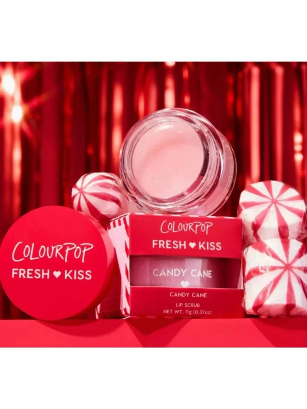 ColourPop Fresh Kiss Lip Scrub - Candy Cane - 0.28oz: Smoothing, Brush-On Single